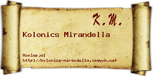 Kolonics Mirandella névjegykártya